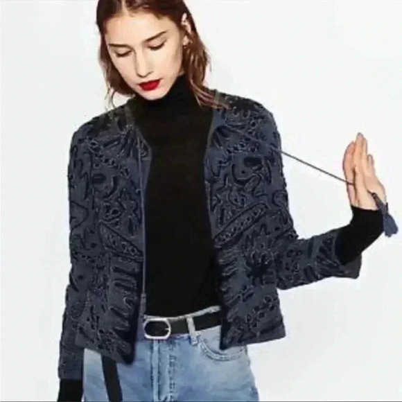 Zara Embroidered Jacket Sz XS - Picture 1 of 14
